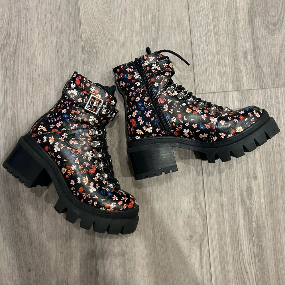 Jeffrey Campbell floral combat boots